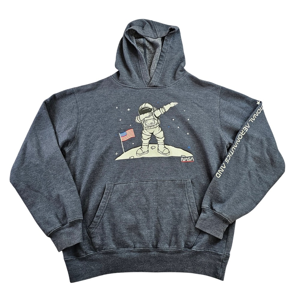 Eighty Eight Brand NASA Astronaut Dabbing Hoodie Youth Size XL Gray Fleece Lined